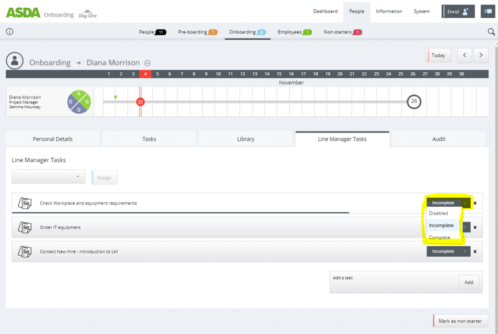 Line Manager Tasks | DayOne Documentation