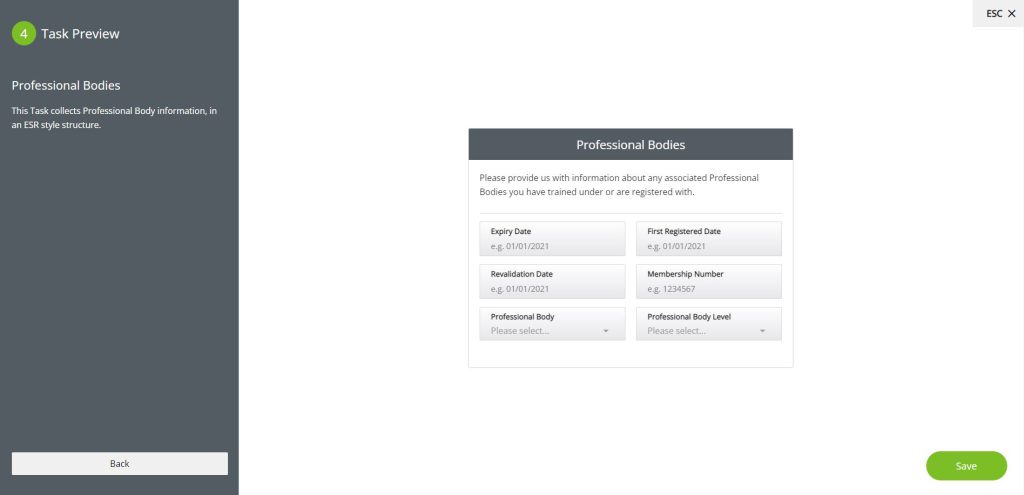 Task – Professional Bodies | DayOne Documentation